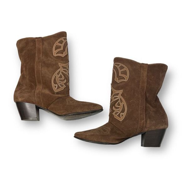 Sundance Leather Suede Appliqué Western Boots Size 39 - Picture 4 of 8